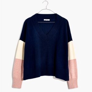 Madewell Colorblock Charleston V-Neck Pullover Sweater GUC